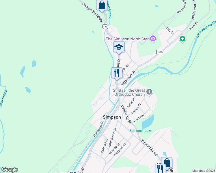 map of restaurants, bars, coffee shops, grocery stores, and more near 28 Midland St in Lackawanna