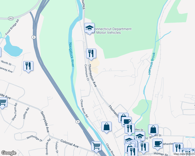 map of restaurants, bars, coffee shops, grocery stores, and more near 24 Fort Hill Avenue in Waterbury
