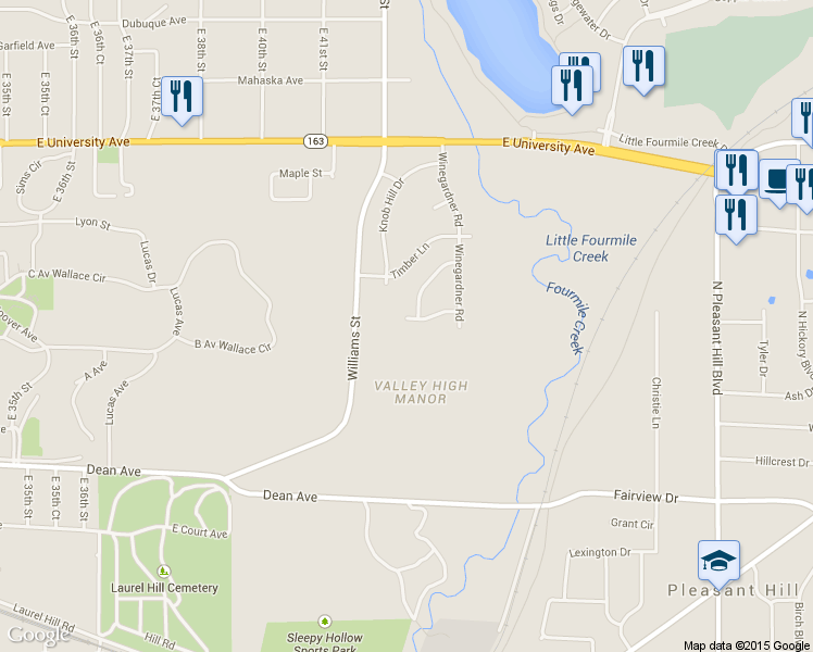 map of restaurants, bars, coffee shops, grocery stores, and more near 4121 Enden Ln in Des Moines