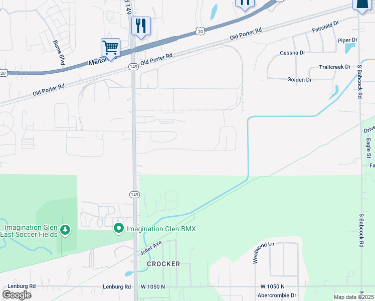 map of restaurants, bars, coffee shops, grocery stores, and more near 1111 Max Mochal Highway in Burns Harbor