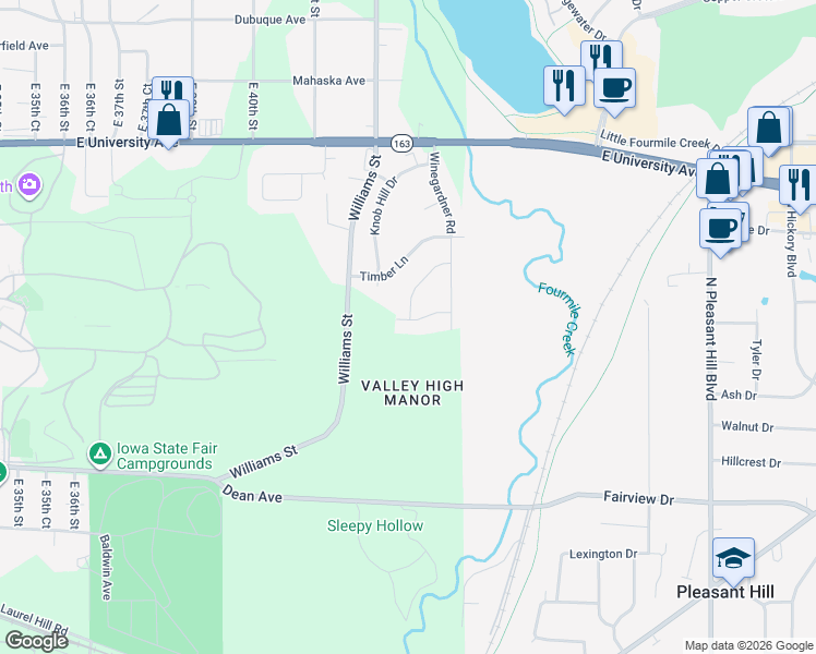 map of restaurants, bars, coffee shops, grocery stores, and more near 4121 Enden Lane in Des Moines