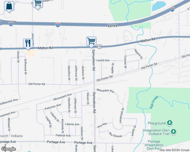 map of restaurants, bars, coffee shops, grocery stores, and more near 6778 Old Porter Road in Portage