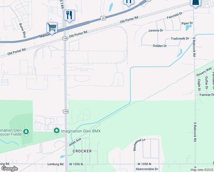 map of restaurants, bars, coffee shops, grocery stores, and more near 1111 Max Mochal Highway in Burns Harbor