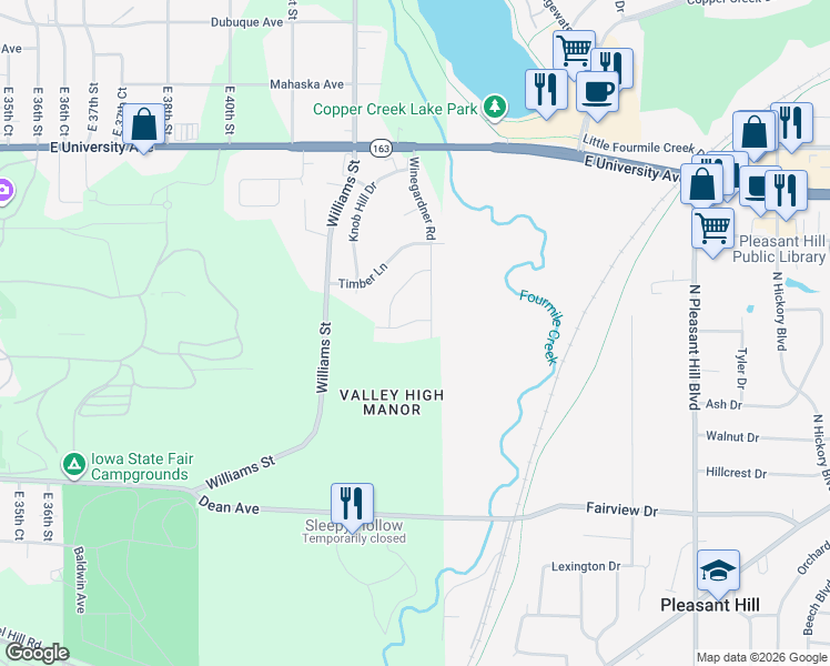 map of restaurants, bars, coffee shops, grocery stores, and more near 4207 Enden Lane in Des Moines