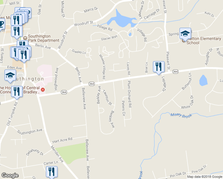 map of restaurants, bars, coffee shops, grocery stores, and more near 9 Homesdale Avenue in Southington