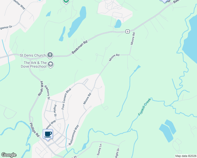 map of restaurants, bars, coffee shops, grocery stores, and more near 78 Moore Road in Hopewell Junction