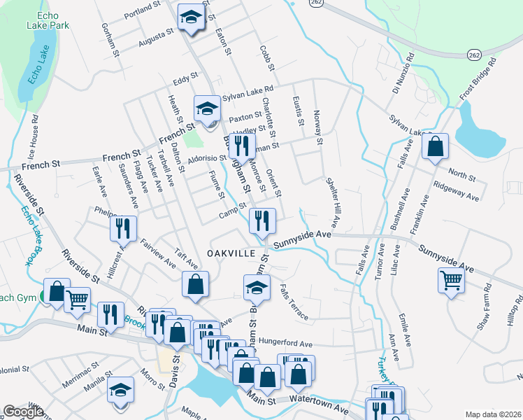 map of restaurants, bars, coffee shops, grocery stores, and more near 23 Stanley Avenue in Watertown
