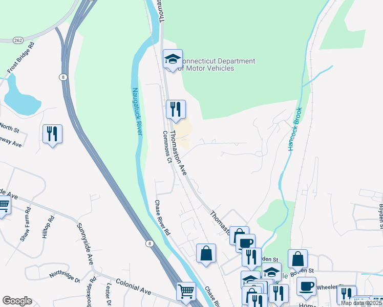 map of restaurants, bars, coffee shops, grocery stores, and more near 32 Fort Hill Avenue in Waterbury