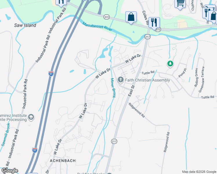 map of restaurants, bars, coffee shops, grocery stores, and more near 216 Rising Trail Drive in Middletown