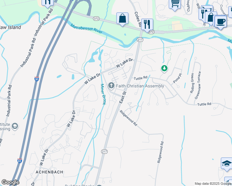 map of restaurants, bars, coffee shops, grocery stores, and more near 100 Grandview Drive in Middletown