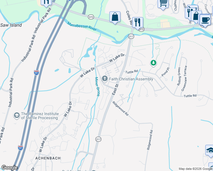 map of restaurants, bars, coffee shops, grocery stores, and more near 20 Burgundy Hill Lane in Middletown