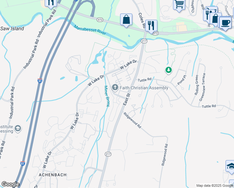 map of restaurants, bars, coffee shops, grocery stores, and more near 100 Grandview Drive in Middletown