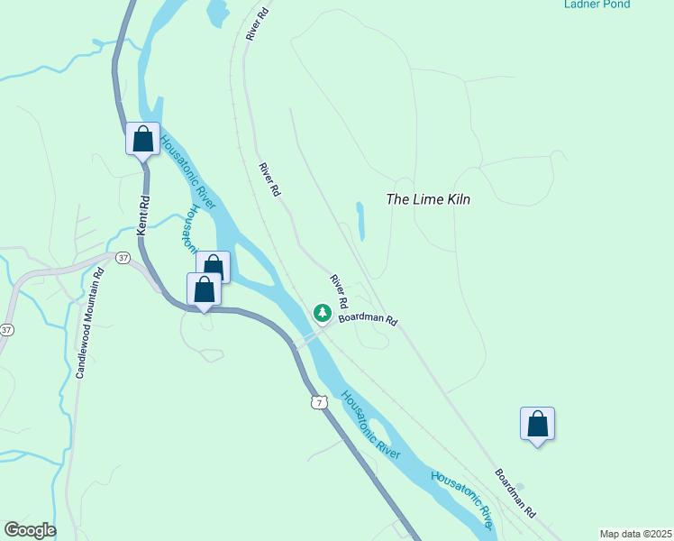 map of restaurants, bars, coffee shops, grocery stores, and more near 7 River Road in New Milford