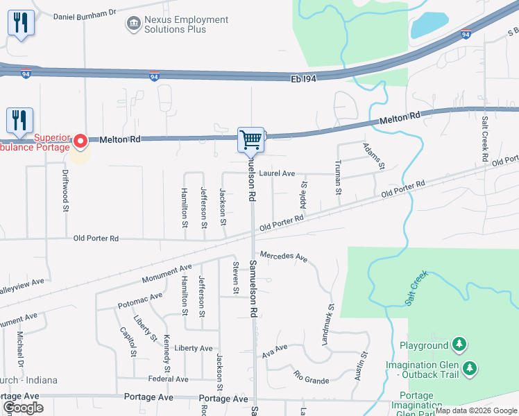 map of restaurants, bars, coffee shops, grocery stores, and more near 6778 Old Porter Road in Portage
