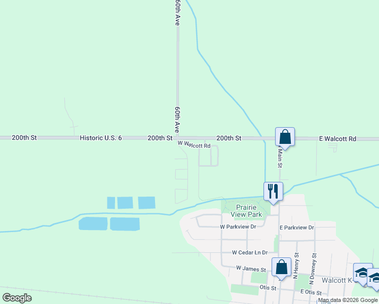 map of restaurants, bars, coffee shops, grocery stores, and more near 451 W Walcott Rd in Walcott