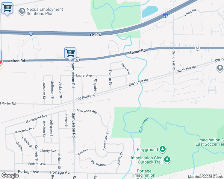 map of restaurants, bars, coffee shops, grocery stores, and more near 6855-6887 Old Porter Road in Portage
