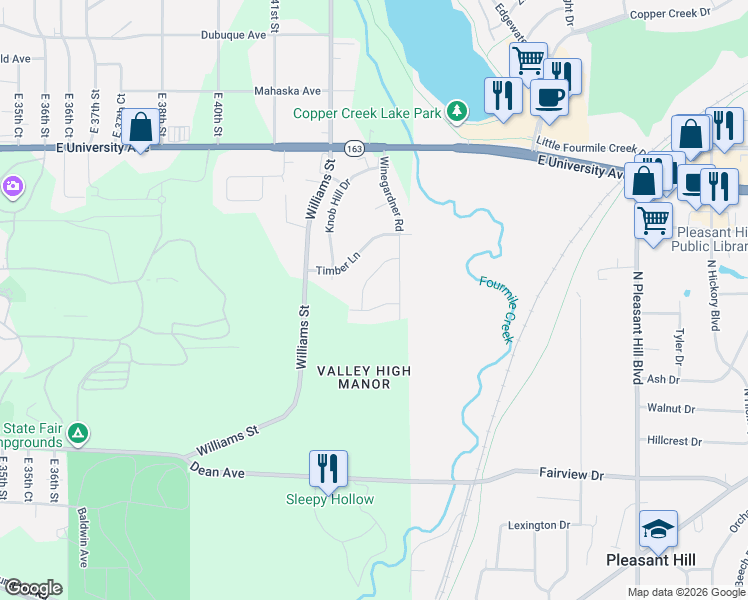 map of restaurants, bars, coffee shops, grocery stores, and more near 711 Hickory Hill Lane in Des Moines