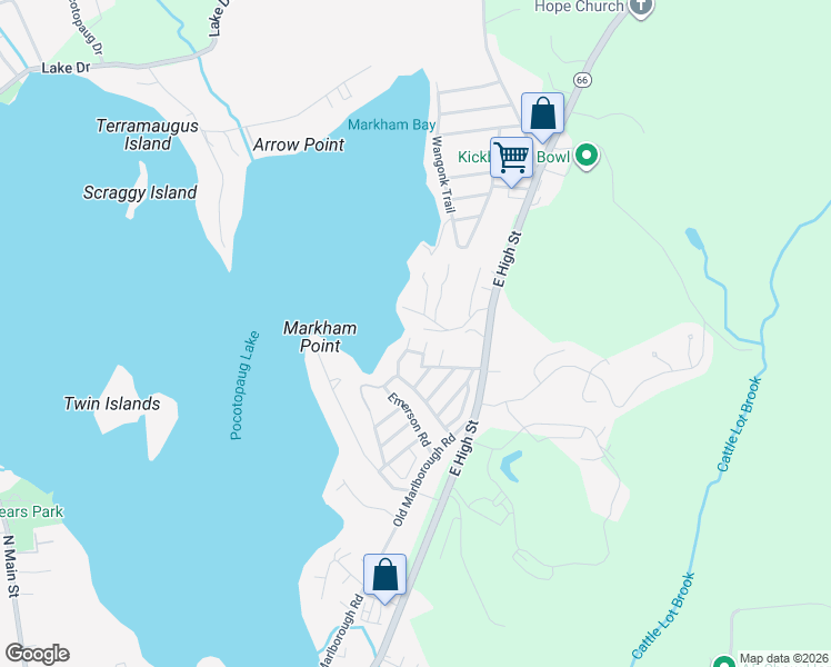 map of restaurants, bars, coffee shops, grocery stores, and more near 4 Laurel Trail in East Hampton