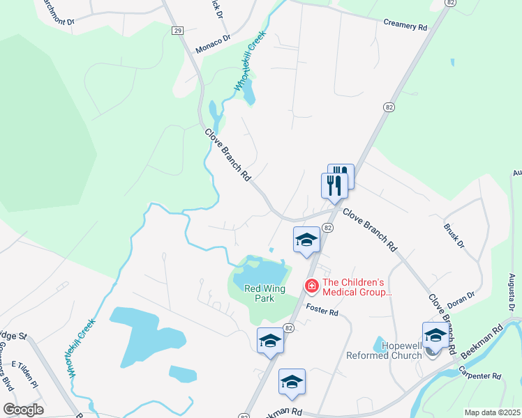 map of restaurants, bars, coffee shops, grocery stores, and more near 99 County Road 29 in Hopewell Junction