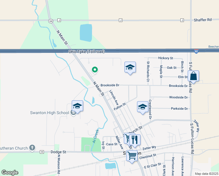 map of restaurants, bars, coffee shops, grocery stores, and more near 109 Brookside Drive in Swanton