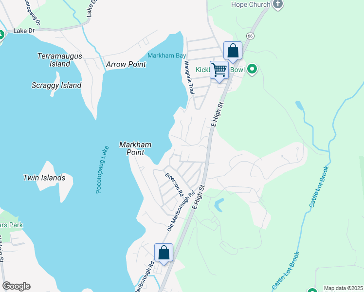 map of restaurants, bars, coffee shops, grocery stores, and more near 4 Laurel Trail in East Hampton