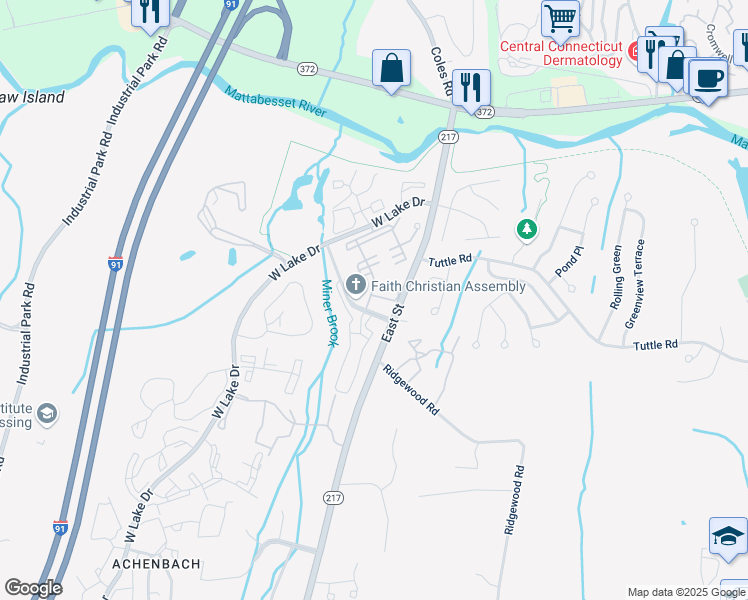 map of restaurants, bars, coffee shops, grocery stores, and more near 135 Burgundy Hill Lane in Middletown