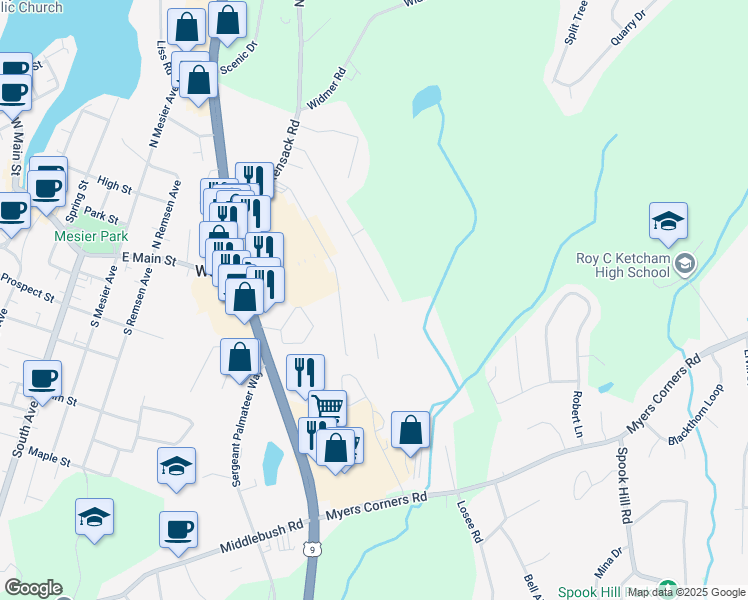 map of restaurants, bars, coffee shops, grocery stores, and more near 39 Dorothy Heights in Wappingers Falls