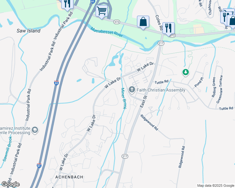 map of restaurants, bars, coffee shops, grocery stores, and more near 106 Rising Trail Drive in Middletown