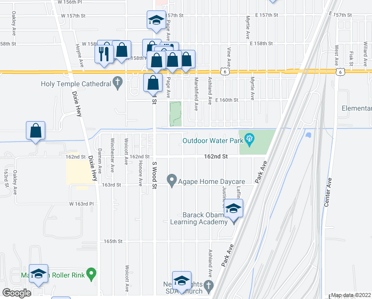 map of restaurants, bars, coffee shops, grocery stores, and more near 16149 Paulina Street in Markham