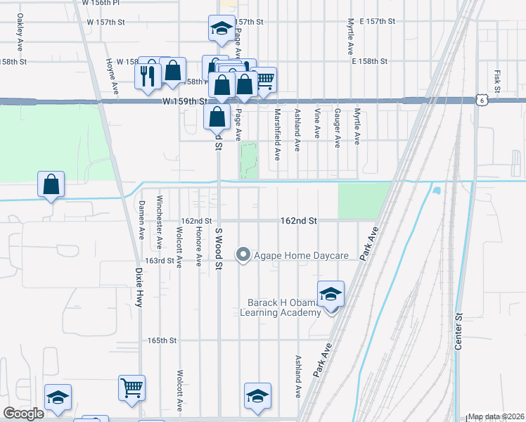 map of restaurants, bars, coffee shops, grocery stores, and more near 16149 Paulina Street in Markham