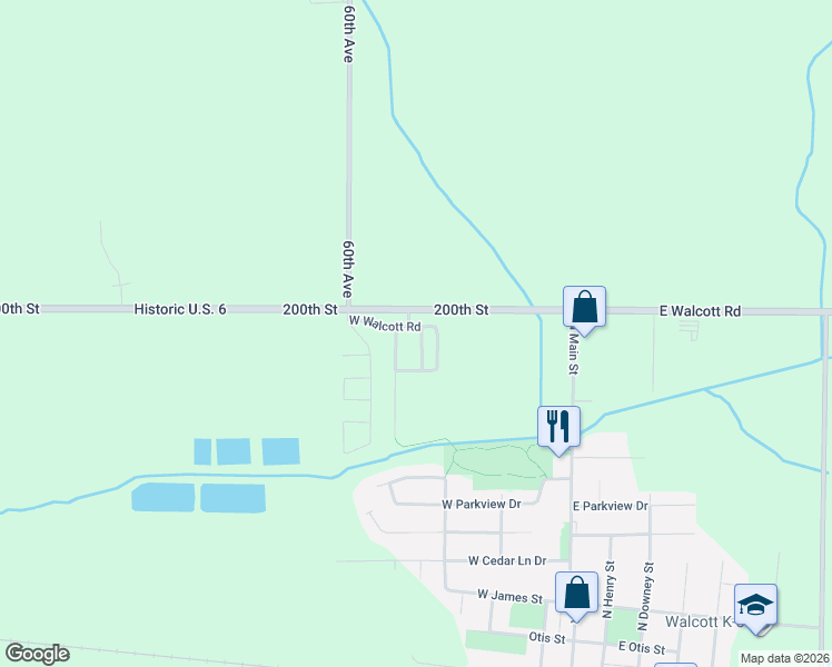map of restaurants, bars, coffee shops, grocery stores, and more near Historic U.S. 6 in Walcott
