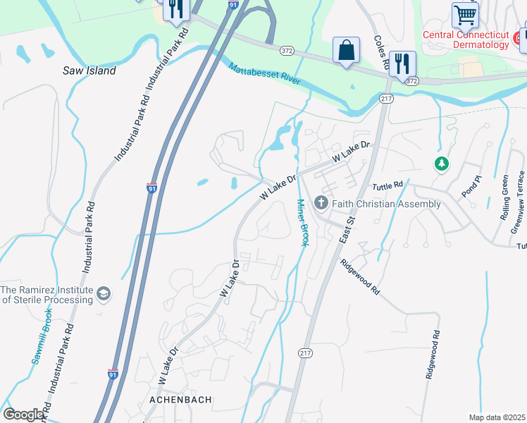 map of restaurants, bars, coffee shops, grocery stores, and more near 154 Rising Trail Drive in Middletown