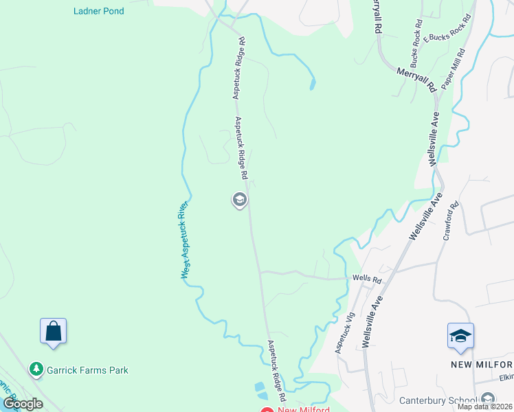 map of restaurants, bars, coffee shops, grocery stores, and more near 100 Aspetuck Ridge Road in New Milford
