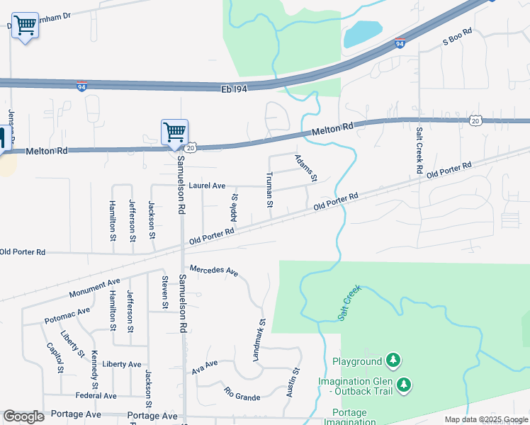 map of restaurants, bars, coffee shops, grocery stores, and more near 1920 Truman Street in Portage