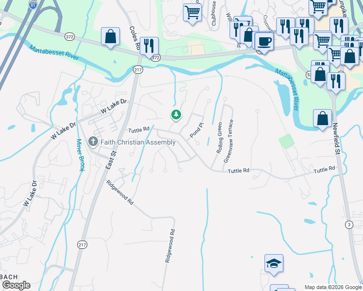 map of restaurants, bars, coffee shops, grocery stores, and more near 110 Morning Glory Drive in Middletown