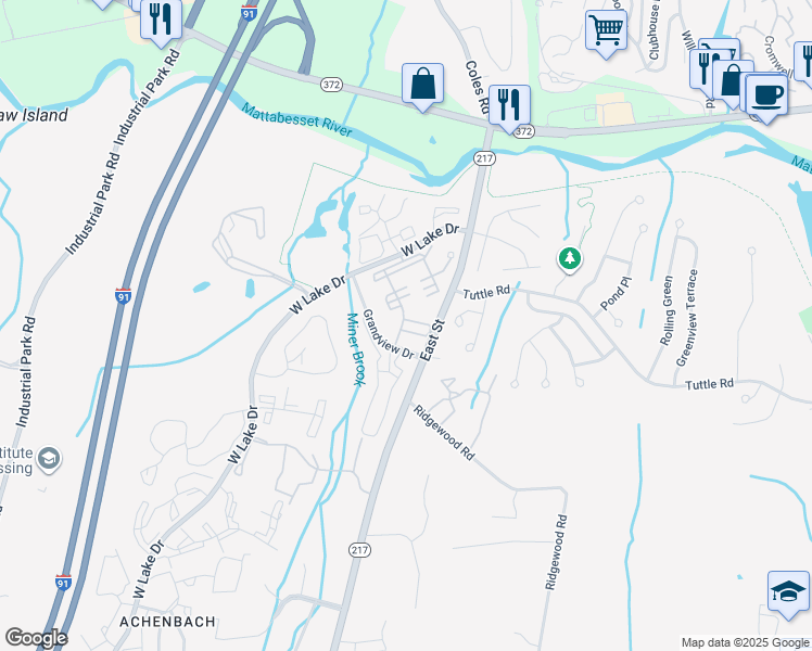 map of restaurants, bars, coffee shops, grocery stores, and more near 135 Burgundy Hill Lane in Middletown
