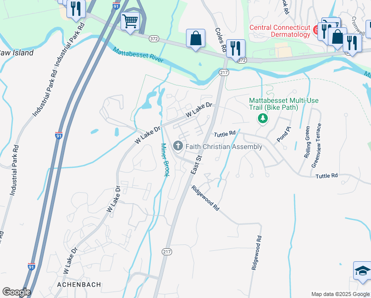 map of restaurants, bars, coffee shops, grocery stores, and more near 135 Burgundy Hill Lane in Middletown