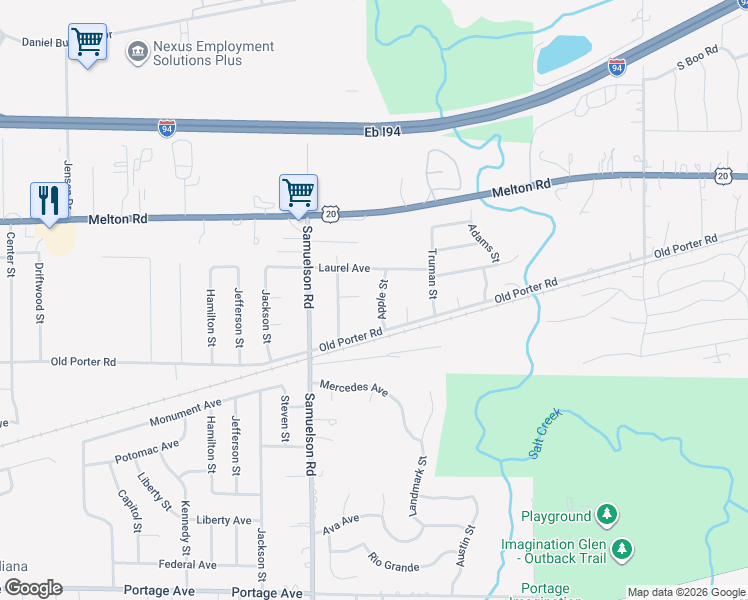 map of restaurants, bars, coffee shops, grocery stores, and more near 1919 Strawberry Street in Portage