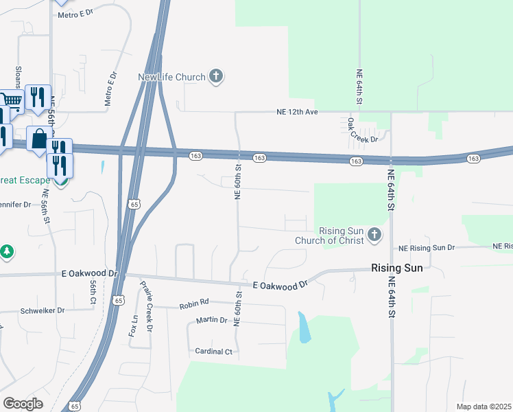 map of restaurants, bars, coffee shops, grocery stores, and more near 799 Northeast 60th Street in Pleasant Hill