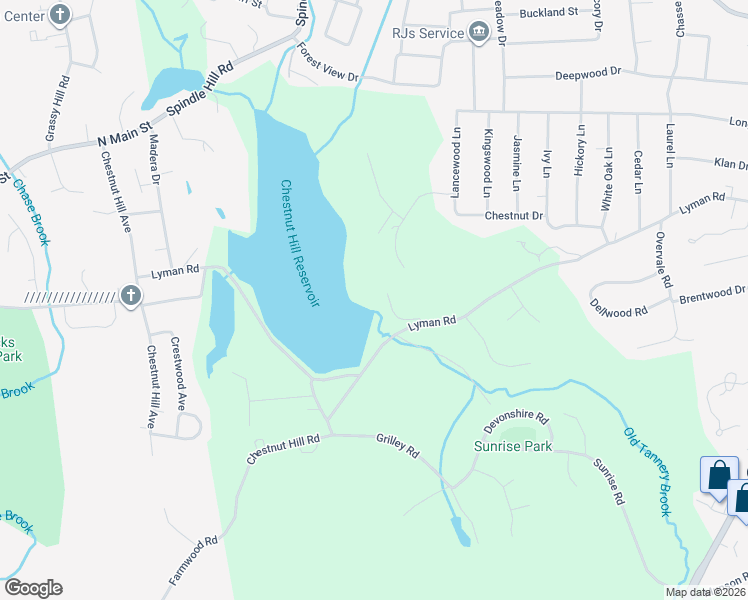 map of restaurants, bars, coffee shops, grocery stores, and more near 264 Lyman Road in Wolcott