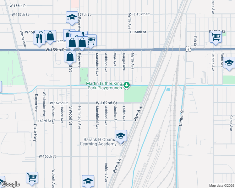 map of restaurants, bars, coffee shops, grocery stores, and more near 16123 Justine Street in Markham