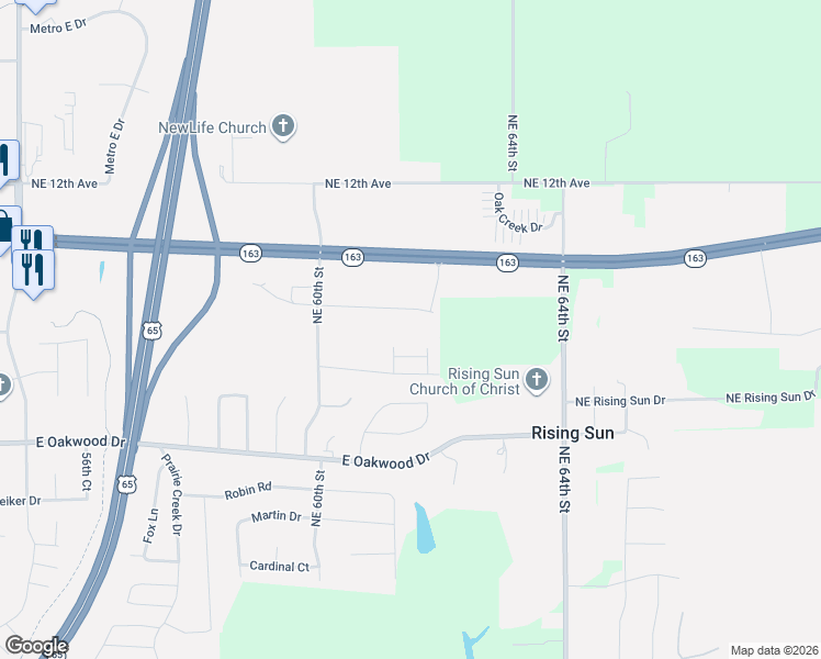map of restaurants, bars, coffee shops, grocery stores, and more near 6151 Martha L Miller Drive in Pleasant Hill
