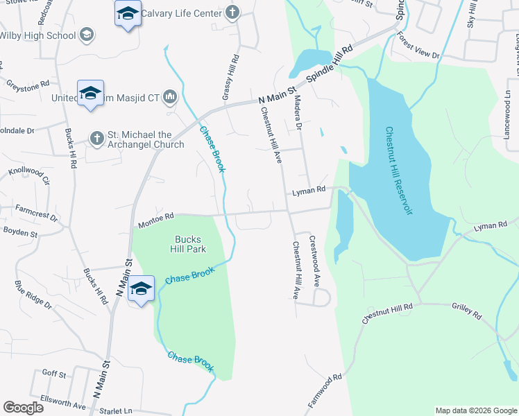map of restaurants, bars, coffee shops, grocery stores, and more near 221 Montoe Road in Waterbury