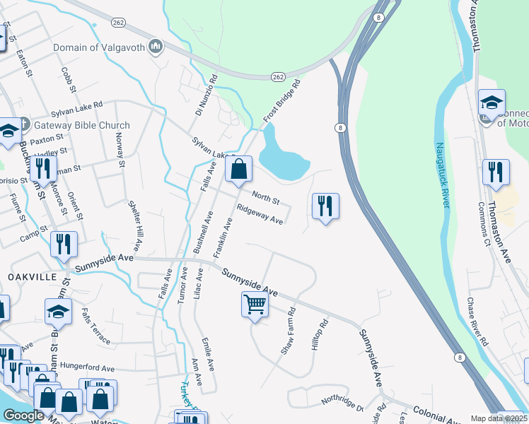 map of restaurants, bars, coffee shops, grocery stores, and more near 49 Ridgeway Avenue in Watertown