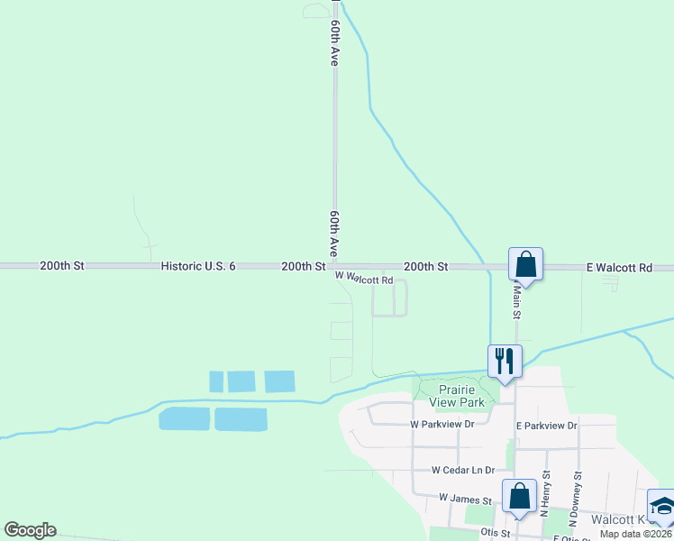 map of restaurants, bars, coffee shops, grocery stores, and more near 5876 200th Street in Walcott