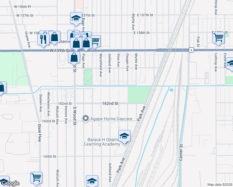 map of restaurants, bars, coffee shops, grocery stores, and more near 16130 Justine Street in Markham