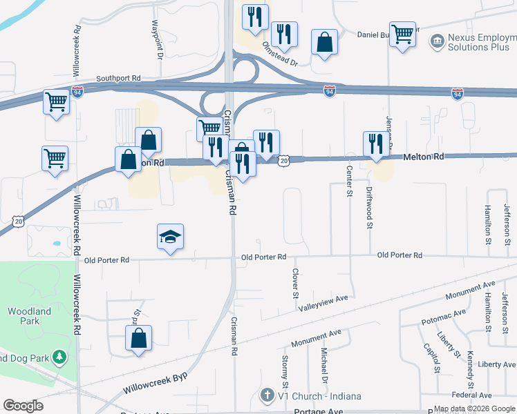 map of restaurants, bars, coffee shops, grocery stores, and more near in Ogden Dunes