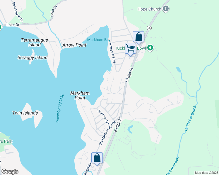 map of restaurants, bars, coffee shops, grocery stores, and more near 4 Laurel Trail in East Hampton