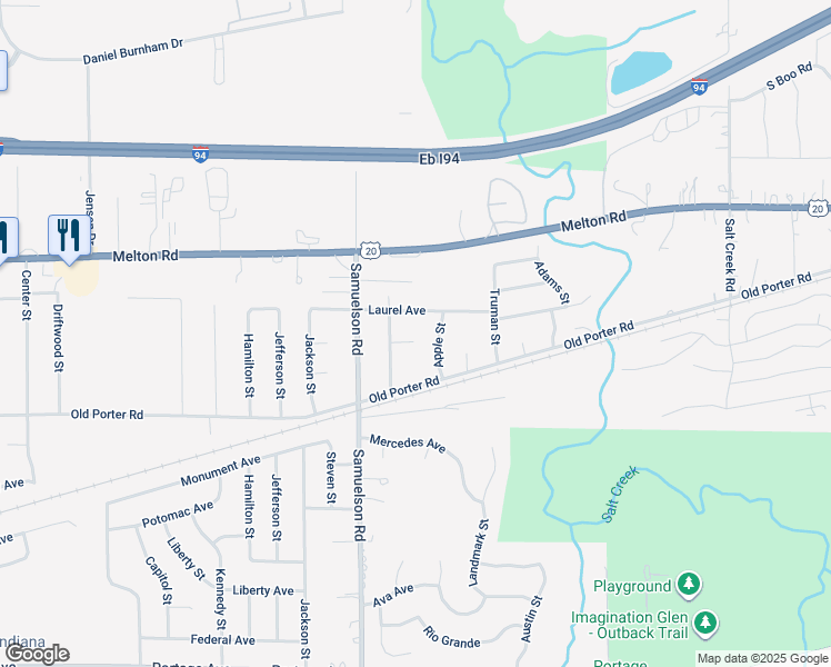 map of restaurants, bars, coffee shops, grocery stores, and more near 1919 Strawberry Street in Portage