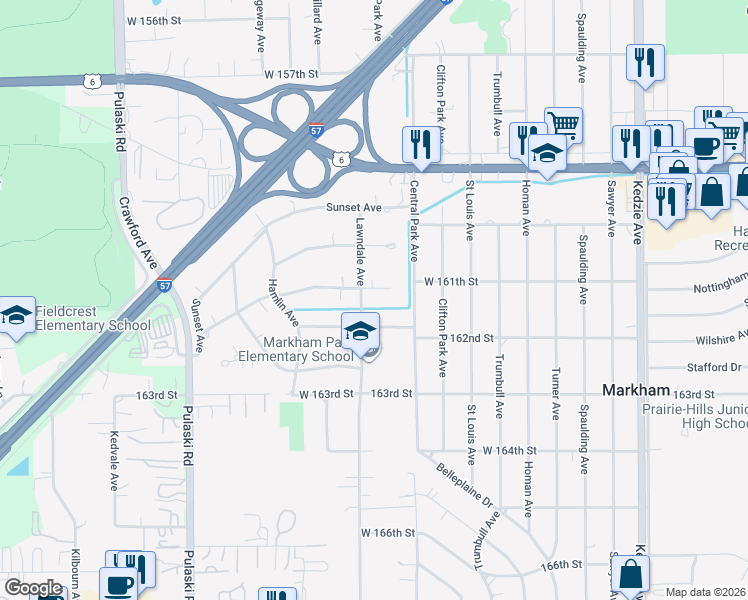 map of restaurants, bars, coffee shops, grocery stores, and more near 3639 Blackstone Avenue in Markham